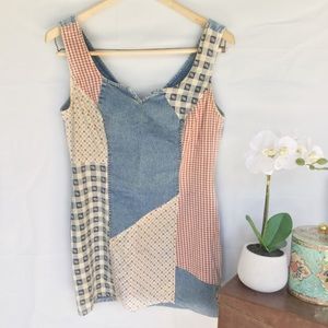 Vintage Paris Blues patchwork denim mini dress